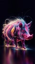 A spectacular 3D image of a laser-exploded hologram featuring a vibrant and artistic hog.