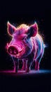 A spectacular 3D image of a laser-exploded hologram featuring a vibrant and artistic hog.