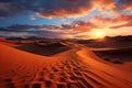 Spectacular desert landscape dunes sunset stock photo