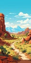 Spectacular Desert Landscape Illustration In The Style Of Patrick Brown