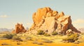 Spectacular Desert Landscape Painting In The Style Of Frank Quitely