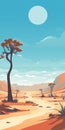 Spectacular Desert Landscape With Tree - Graphic Novel Inspired Illustration