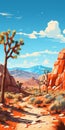 Spectacular Desert Rocks And Trees: A Bold Chromaticity Illustration