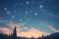 spectacular display of meteor showers against dark sky