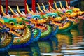 Spectacular Dragon Boats at Chinese Festival - Generative AI