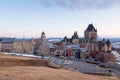 Spectacular early spring view of the Old Quebec, the St. Denis Avenue and the Pierre-Dugua-De-Mons Terrace