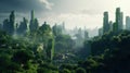 Spectacular Eco-Futuristic Cityscape with Abundant Greenery. Perfect for Environmental Campaigns.