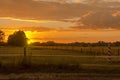 Spectacular and epic sunset in Podlasie in the Polish border area. Royalty Free Stock Photo