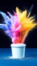 A Spectacular Explosion of Vibrant Colored Powders Bursting From a White Container in Bright Colors Royalty Free Stock Photo