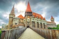 Spectacular famous corvin castle, Hunedoara, Transylvania, Romania, Europe Royalty Free Stock Photo