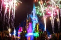 Spectacular fireworks and colorful Cinderella Castle in One Upon a Time Show at Magic Kingdom 3.