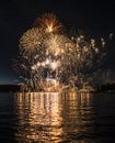 Spectacular fireworks over lake Royalty Free Stock Photo
