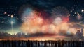 Spectacular Fireworks Show Above the Crowd Royalty Free Stock Photo