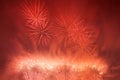 Spectacular fireworks show light up the sky. New year celebration. Royalty Free Stock Photo