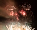 Spectacular fireworks show light up the sky. New year celebration. Royalty Free Stock Photo