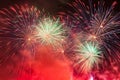 Spectacular fireworks show light up the sky. New year celebration. Royalty Free Stock Photo