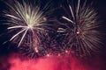 Spectacular fireworks show light up the sky. New year celebration. Royalty Free Stock Photo