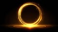 Generative AI Stunning glowing golden circular light with sparks and shimme effect business concept. Royalty Free Stock Photo