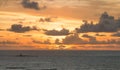 Spectacular golden sunrise over ocean. Golden hour