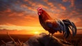 Spectacular Hyper-realistic Rooster At Sunset - Uhd Image By Pierre-mony Chan