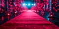 Spectacular Image Composition A Vibrant Red Carpet, Velvet Stage, Sparkling Lights, And A Joyful Cr