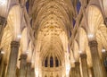 Spectacular inside view of Saint Patrick`s Cathedral interior, at St. Patrick`s day in Manhattan Royalty Free Stock Photo