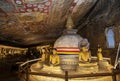 The interior of Cave Two including a stupa at Dambulla Cave Temples in Sri Lanka.