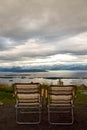 Spectacular landscape - the Molde Panorama view over the norwegian fjord, mountains and islands Royalty Free Stock Photo
