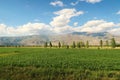 Spectacular landscpae seen on the train ride in the Eastern Express, Dogu Ekspresi from Kars to Ankara, green fields in front of