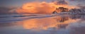 Spectacular light at Uttakleiv beach on the Lofoten, Norway Royalty Free Stock Photo