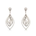 Spectacular long earrings in white gold plated with black rhodium inlaid with diamonds