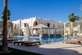 Spectacular mediterranean luxury hotel, lovely landscape of the yard of Egyptian resort