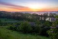 Spectacular mist river over the river valley during the sunrise