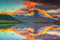 Spectacular misty Matterhorn peak and Stellisee lake at sunrise, Switzerland Royalty Free Stock Photo