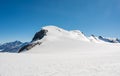 Spectacular mountain panorama of Breithorn raising above glacier.