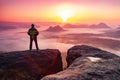 Man reaching summit enjoying freedom Royalty Free Stock Photo