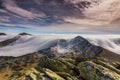 Spectacular mountain scenery in the Alps, with sea of clouds