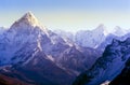 Himalaya Mountain Summits On Mount Everest Base Camp Trek Royalty Free Stock Photo