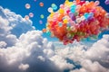 Spectacular Multicolored Hot Air Balloons Floating Serenely Amidst the Gorgeous Skyline Royalty Free Stock Photo