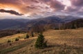 Spectacular nature mountains scenery, stunning autumn  sunset landscape,  panoramic nature scenery Royalty Free Stock Photo