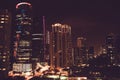 Spectacular night city view. Kuala Lumpur skyscrapers, Malaysia. Business metropolis. Modern buildings. Luxurious travel and touri
