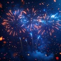 Spectacular Nighttime Fireworks Display with Confetti Celebration Royalty Free Stock Photo