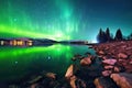 spectacular northern lights aurora borealis under star-filled skies