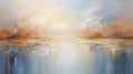 Spectacular Ocean Sky Painting With Blue And Gold Background