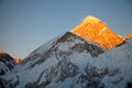 Spectacular orange sunset Mount Everest from Kala Patthar lookout, Nepal Royalty Free Stock Photo
