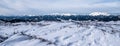 Spectacular panorama from Steinriegel hiil in Fischbacher Alpen mountains in Styria during winter