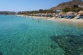 Spectacular panoramic view of Kalafatis Beach in Mykonos Royalty Free Stock Photo