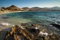 Spectacular panoramic view of Kalafatis Beach in Mykonos Royalty Free Stock Photo