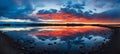 Spectacular panoramic view of a serene sunset sky highlighting the natural beauty of the horizon
