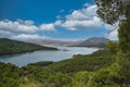 Spectacular panoramic views of the Guadalhorce reservoir, next to the Caminito del Rey in Malaga, Spain. Turquoise blue water and